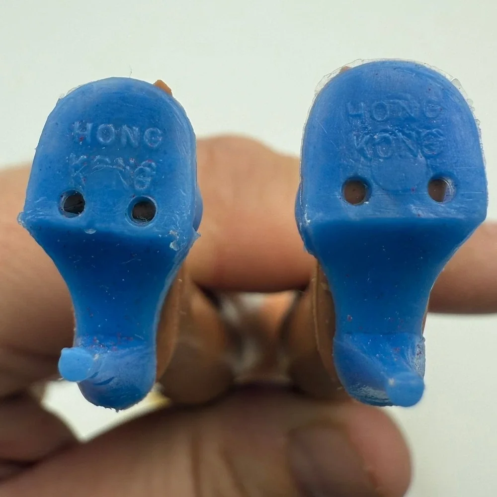 Vintage Barbie‎ Clone Blue Opened Toe Heels – Hong Kong Marked – 1960-70s